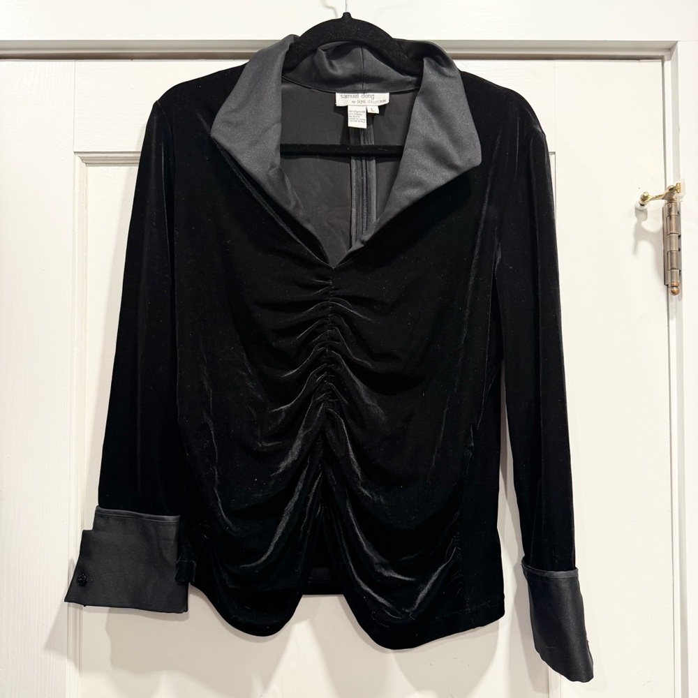 VTG Sam Dong black velvet top Large witchy goth fairygoth whimsigoth vampirecore